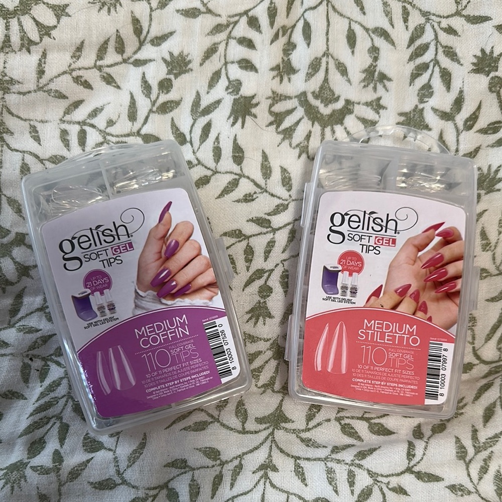 Gelish Soft Gel Tips (Medium Coffin and Medium Stiletto)